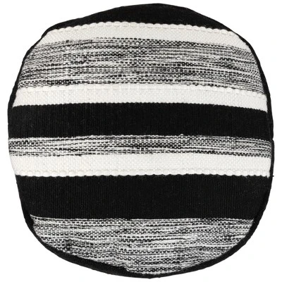 Northlight 18" Black And White Striped Outdoor Woven Pouf Ottoman 3 Northlight 18" Black And White Striped Outdoor Woven Pouf Ottoman - Image 3