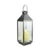 Northlight 24" Gold Brushed Black Candle Lantern With Flameless LED Candles