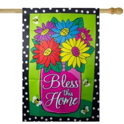 Northlight Bless This Home Bouquet With Vase Outdoor House Flag 28" X 40"