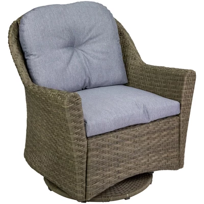 Northlight 34" Gray Resin Wicker Deep Seated Glider Chair With Gray Cushions 2 Northlight 34" Gray Resin Wicker Deep Seated Glider Chair With Gray Cushions - Image 2