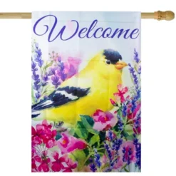 Northlight Welcome Yellow Finch Spring Outdoor House Flag 28" X 40"