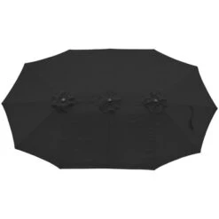 Northlight 15' Outdoor Patio Market Umbrella With Hand Crank, Black