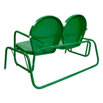 Northlight 2-Person Outdoor Retro Tulip Metal Patio Double Glider Chair, Green 4 Northlight 2-Person Outdoor Retro Tulip Metal Patio Double Glider Chair, Green - Image 4