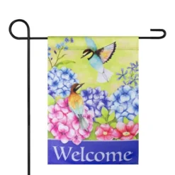 Northlight Welcome Floral Hummingbird Outdoor Garden Flag 12.5" X 18"