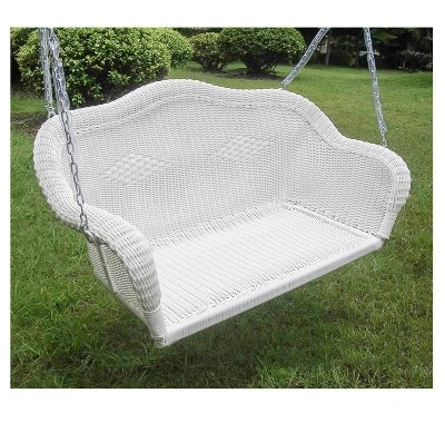 Northlight 28" X 50" Hand Woven Wicker Outdoor Porch Swing - White 2 Northlight 28" X 50" Hand Woven Wicker Outdoor Porch Swing - White - Image 2