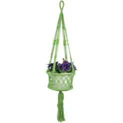 Northlight 43" Green Lattice Pattern Macrame Hanging Planter Holder -Northlight GUEST 3d2db833 25d5 4285 bd57 e44d639af8b0
