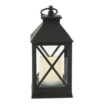 Northlight 9" LED Battery Operated Black Lantern With Flameless Candle 3 Northlight 9" LED Battery Operated Black Lantern With Flameless Candle - Image 3