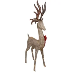 Northlight 74" LED Lighted Champagne Deer With Red Bow Outdoor Christmas Decoration -Northlight GUEST 4c538fdd 5aff 4f83 b0b4 18359e34b2d6