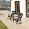 Northlight 42" Dark Brown Resin Wicker Rocker Chair With Cushion