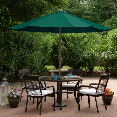 Northlight 9ft Outdoor Patio Market Umbrella With Hand Crank And Tilt, Hunter Green 1 Northlight 9ft Outdoor Patio Market Umbrella With Hand Crank And Tilt, Hunter Green