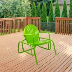 Northlight Outdoor Retro Metal Tulip Glider Patio Chair, Lime Green