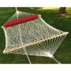 Northlight 13ft White And Beige Netted Hammock With An Attached Pillow