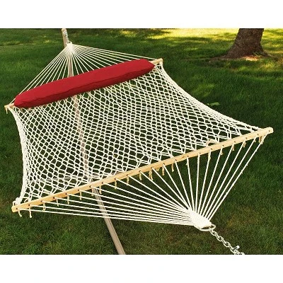 Northlight 13ft White And Beige Netted Hammock With An Attached Pillow 1 Northlight 13ft White And Beige Netted Hammock With An Attached Pillow
