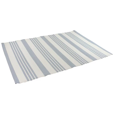 Northlight 4' X 6' Light Blue And White Striped Rectangular Outdoor Area Rug 2 Northlight 4' X 6' Light Blue And White Striped Rectangular Outdoor Area Rug - Image 2