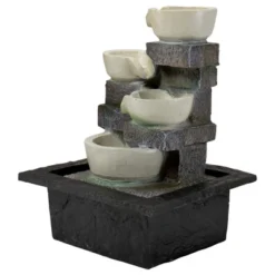 Northlight 11" LED Lighted Cascading 4-Tier Bowl Indoor Tabletop Water Fountain -Northlight GUEST 5ff12a1c 021a 471f a688 85c373778582