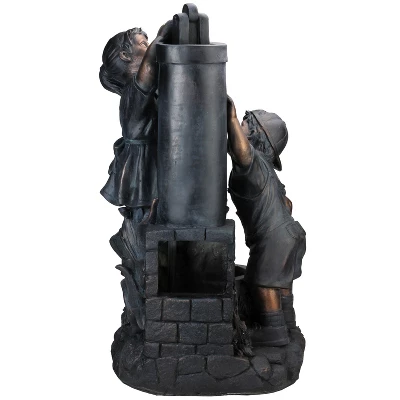 Northlight 29" Children At The Water Pump Well Outdoor Patio Garden Fountain - Black/Bronze 2 Northlight 29" Children At The Water Pump Well Outdoor Patio Garden Fountain - Black/Bronze - Image 2