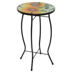 Northlight 19" Sunflower And Bumblebee Glass Patio Side Table -Northlight GUEST 607108a6 7c26 4a7a ac93 d95d8c8db1e5
