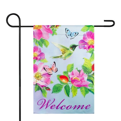 Northlight Welcome Hummingbird Floral Outdoor Garden Flag 12.5" X 18" 1 Northlight Welcome Hummingbird Floral Outdoor Garden Flag 12.5" X 18"