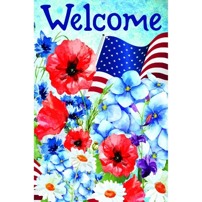 Northlight Welcome Patriotic Americana Outdoor Floral Garden Flag 18" X 12.5" 3 Northlight Welcome Patriotic Americana Outdoor Floral Garden Flag 18" X 12.5" - Image 3