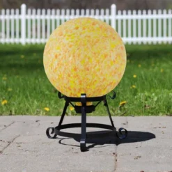 Northlight 10" Orange And Yellow Speckled Glass Outdoor Garden Gazing Ball