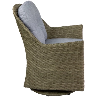 Northlight 34" Gray Resin Wicker Deep Seated Glider Chair With Gray Cushions 3 Northlight 34" Gray Resin Wicker Deep Seated Glider Chair With Gray Cushions - Image 3