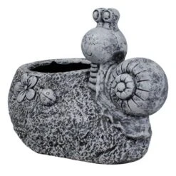 Northlight 15.5" Gray Snail, Flower, And Ladybug Outdoor Garden Planter -Northlight GUEST 6c5d029f 3bba 47ae 8a46 34af941b602b