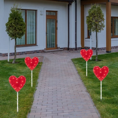Northlight 4ct Red Heart Valentine's Day Pathway Marker Lawn Stakes, Clear Lights 1 Northlight 4ct Red Heart Valentine's Day Pathway Marker Lawn Stakes, Clear Lights