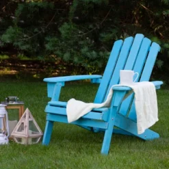 Northlight 36" Blue Classic Folding Wooden Adirondack Chair