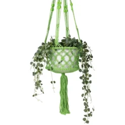 Northlight 43" Green Lattice Pattern Macrame Hanging Planter Holder -Northlight GUEST 820a4598 7329 429f 9821 667f8cdcef0d