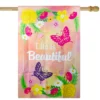 Northlight Life Is Beautiful Pink Floral Outdoor House Flag 28" X 40"