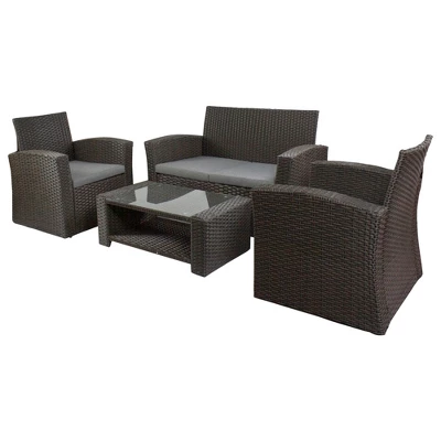 Northlight 4-Piece Georgetown Resin Wicker Outdoor Patio Conversation Set With Cushions 1 Northlight 4-Piece Georgetown Resin Wicker Outdoor Patio Conversation Set With Cushions