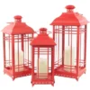 Northlight Set Of 3 Red Mission Style Candle Lanterns 19.5"