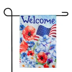 Northlight Welcome Patriotic Americana Outdoor Floral Garden Flag 18" X 12.5"