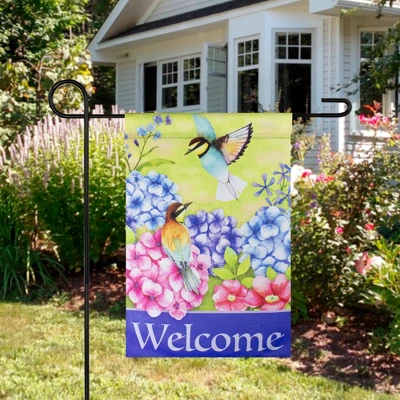 Northlight Welcome Floral Hummingbird Outdoor Garden Flag 12.5" X 18" 2 Northlight Welcome Floral Hummingbird Outdoor Garden Flag 12.5" X 18" - Image 2
