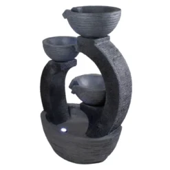Northlight 31.5" Black Lighted Three-tier Outdoor Garden Water Fountain -Northlight GUEST 91bd4e21 c005 49e6 a1ad 48cb882bac52