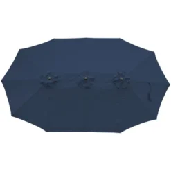 Northlight 19 Northlight 15' Outdoor Patio Market Umbrella With Hand Crank, Navy Blue