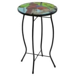 Northlight 19" Blue And Red Cardinal Glass Patio Side Table -Northlight GUEST a2fa1a39 6eef 49b8 9798 e36fc468d4e0
