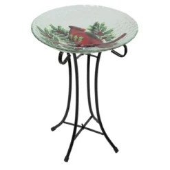 Northlight 21" Red Cardinal And Pine Cone Glass Bird Bath With Stand -Northlight GUEST a34e1965 43a2 493b abc4 7e305fc2ee08