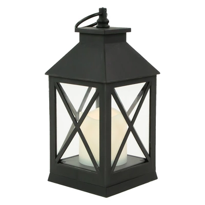 Northlight 9" LED Battery Operated Black Lantern With Flameless Candle 2 Northlight 9" LED Battery Operated Black Lantern With Flameless Candle - Image 2