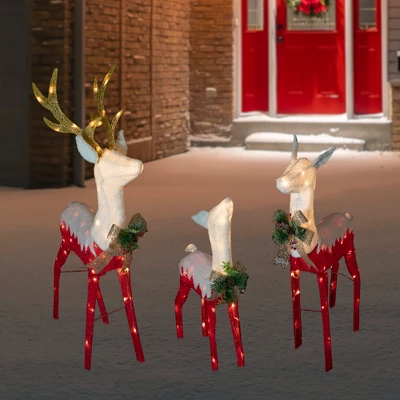 Northlight Set Of 3 Lighted Red Reindeer Family Outdoor Christmas Decoration 1 Northlight Set Of 3 Lighted Red Reindeer Family Outdoor Christmas Decoration