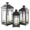 Northlight Set Of 3 Distressed Black Mission Style Candle Lanterns 19.5"