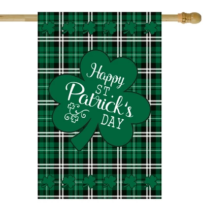 Northlight Happy St. Patrick's Day Plaid Outdoor House Flag 28" X 40" 1 Northlight Happy St. Patrick's Day Plaid Outdoor House Flag 28" X 40"