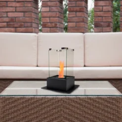 Northlight 15" Bio Ethanol Ventless Portable Tabletop Fireplace With Flame Guard
