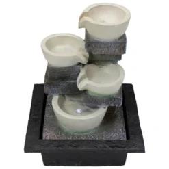 Northlight 11" LED Lighted Cascading 4-Tier Bowl Indoor Tabletop Water Fountain -Northlight GUEST b3791cc7 094f 4176 9583 c7f384f4d615