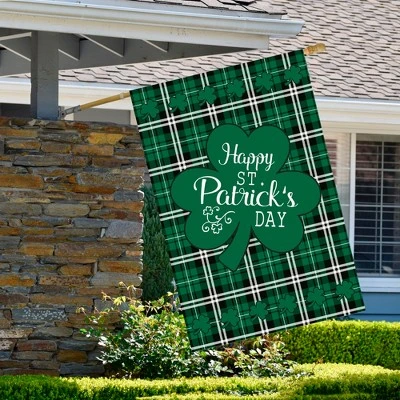 Northlight Happy St. Patrick's Day Plaid Outdoor House Flag 28" X 40" 2 Northlight Happy St. Patrick's Day Plaid Outdoor House Flag 28" X 40" - Image 2
