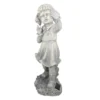 Northlight 18" Distressed Gray Girl With Cell Phone Solar Powered LED Lighted Outdoor Patio Garden Statue