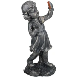 Northlight 18" Pre-Lit Black Solar Powered LED Girl With Cell Phone Outdoor Garden Statue -Northlight GUEST c2a93294 9131 49bd 8239 2b81bc5a721c