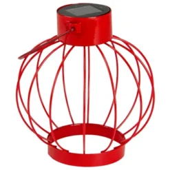 Northlight 6.5" Red Outdoor Hanging LED Solar Lantern With Handle -Northlight GUEST c52384b2 d369 4aea bea2 3049c0fac83a