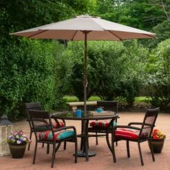 Northlight 9ft Outdoor Patio Market Umbrella With Hand Crank And Tilt - Taupe
