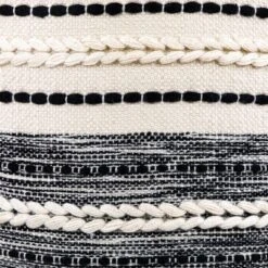 Northlight 18" Striped Cream And Black Outdoor Woven Pouf Ottoman -Northlight GUEST d7d4b242 24ca 449d 9a8d d02950def55c